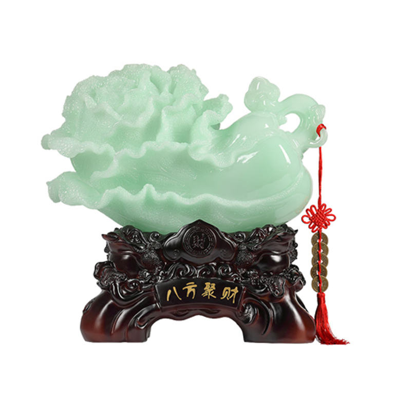 玉白菜招財(cái)擺件百財(cái)家居客廳酒柜玄關(guān)裝飾品店鋪公司喬遷開(kāi)業(yè)禮品