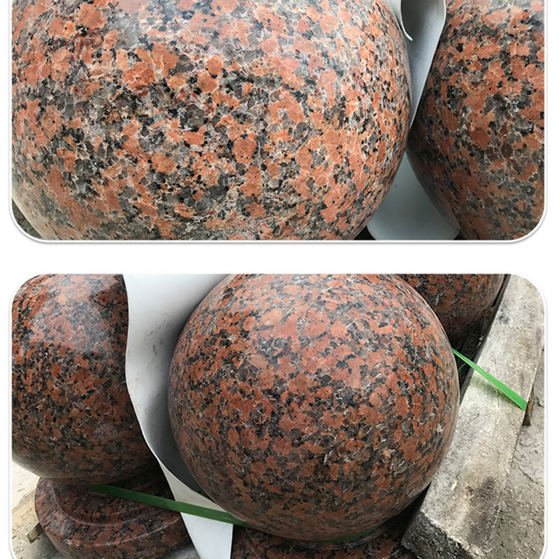 天然石材 紅色圓球 石球 風水球 門柱圍墻欄桿 楓葉紅 支持定制